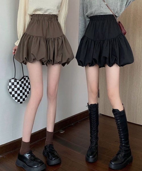 sevens（セブンズ）の「【sevens】SK バルーンミニスカート（スカート・レディース・ブラック/ブラウン・FREE）」の3枚目の写真