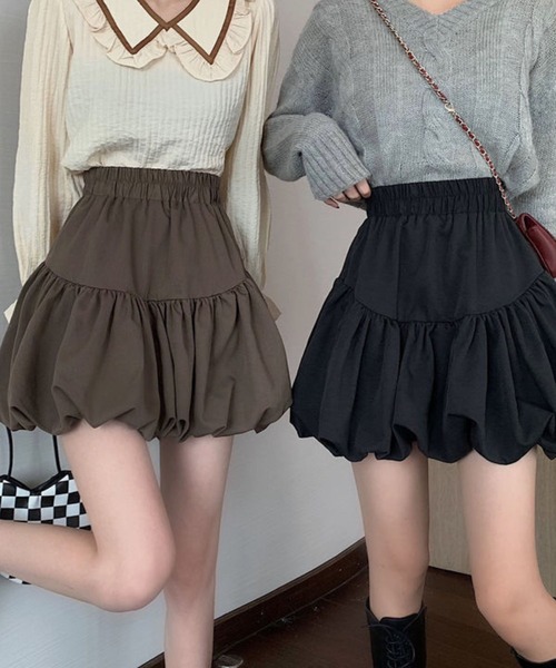 sevens（セブンズ）の「【sevens】SK バルーンミニスカート（スカート・レディース・ブラック/ブラウン・FREE）」の6枚目の写真