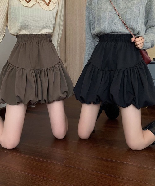 sevens（セブンズ）の「【sevens】SK バルーンミニスカート（スカート・レディース・ブラック/ブラウン・FREE）」の7枚目の写真