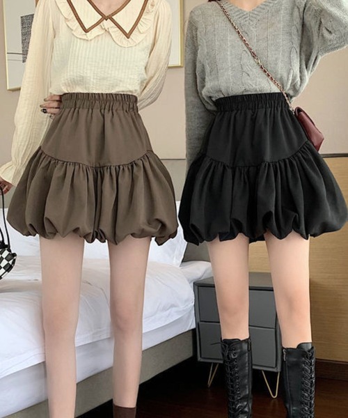 sevens（セブンズ）の「【sevens】SK バルーンミニスカート（スカート・レディース・ブラック/ブラウン・FREE）」の8枚目の写真