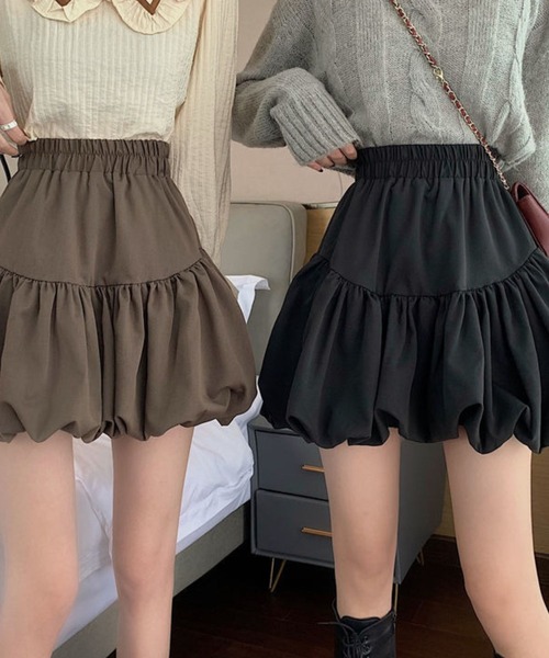 sevens（セブンズ）の「【sevens】SK バルーンミニスカート（スカート・レディース・ブラック/ブラウン・FREE）」の9枚目の写真