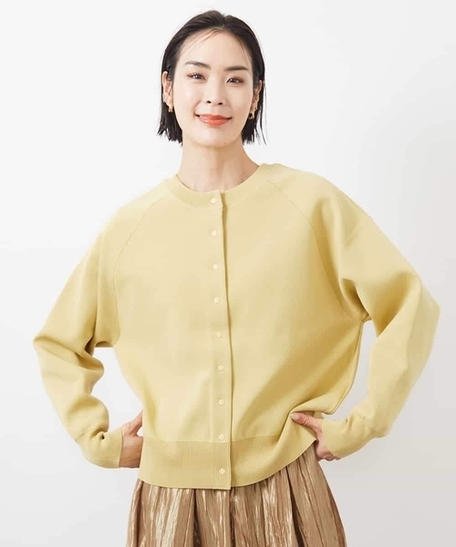 MICHEL KLEIN（ミッシェル・クラン）の「［2WAY］ニットカーディガン（ニット/セーター・レディース・クリーム/ネイビー/ホワイト・38）」の2枚目の写真