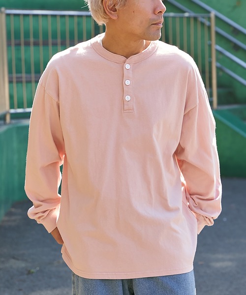 Goodwear（グッドウェア）の「【Goodwear】ヘンリーネックBIGロンT（Tシャツ/カットソー・メンズ・チャコール/オフホワイト/グレー/ネイビー/ブラック/ピンク・LL/S/L/M）」の6枚目の写真