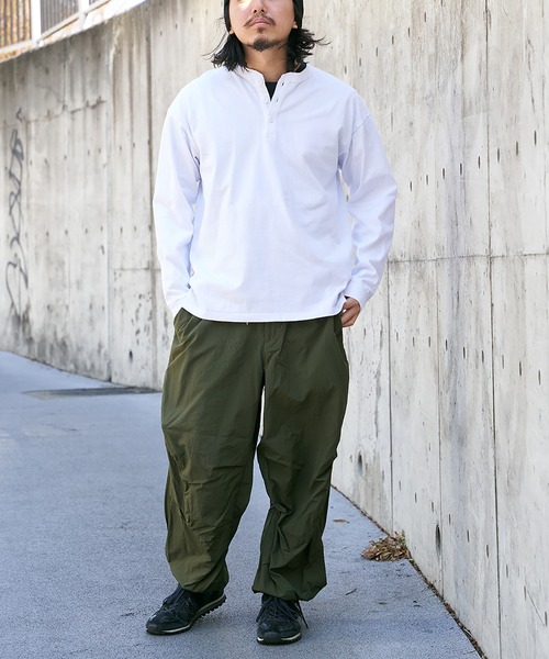 Goodwear（グッドウェア）の「【Goodwear】ヘンリーネックBIGロンT（Tシャツ/カットソー・メンズ・チャコール/オフホワイト/グレー/ネイビー/ブラック/ピンク・LL/S/L/M）」の10枚目の写真