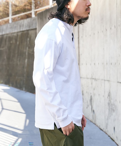 Goodwear（グッドウェア）の「【Goodwear】ヘンリーネックBIGロンT（Tシャツ/カットソー・メンズ・チャコール/オフホワイト/グレー/ネイビー/ブラック/ピンク・LL/S/L/M）」の9枚目の写真