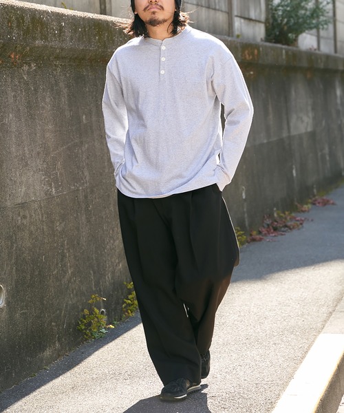 Goodwear（グッドウェア）の「【Goodwear】ヘンリーネックBIGロンT（Tシャツ/カットソー・メンズ・チャコール/オフホワイト/グレー/ネイビー/ブラック/ピンク・LL/S/L/M）」の18枚目の写真