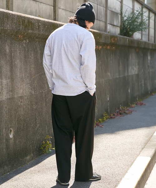 Goodwear（グッドウェア）の「【Goodwear】ヘンリーネックBIGロンT（Tシャツ/カットソー・メンズ・チャコール/オフホワイト/グレー/ネイビー/ブラック/ピンク・LL/S/L/M）」の20枚目の写真