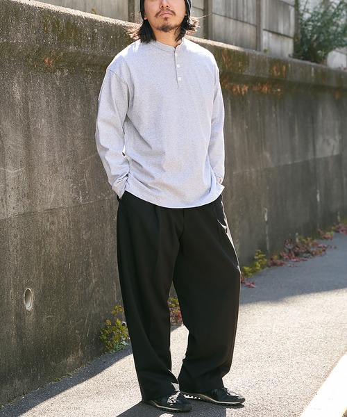 Goodwear（グッドウェア）の「【Goodwear】ヘンリーネックBIGロンT（Tシャツ/カットソー・メンズ・チャコール/オフホワイト/グレー/ネイビー/ブラック/ピンク・LL/S/L/M）」の17枚目の写真