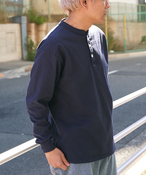 Goodwear（グッドウェア）の「【Goodwear】ヘンリーネックBIGロンT（Tシャツ/カットソー・メンズ・チャコール/オフホワイト/グレー/ネイビー/ブラック/ピンク・LL/S/L/M）」の21枚目の写真