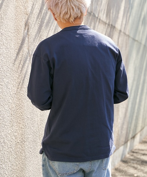 Goodwear（グッドウェア）の「【Goodwear】ヘンリーネックBIGロンT（Tシャツ/カットソー・メンズ・チャコール/オフホワイト/グレー/ネイビー/ブラック/ピンク・LL/S/L/M）」の22枚目の写真