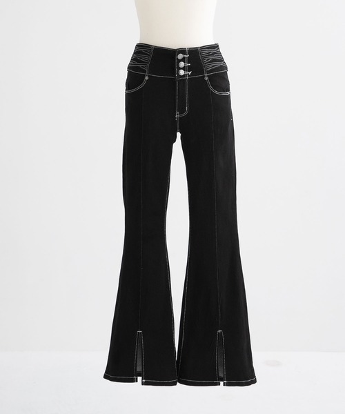 Diable baiser（ディアブルベーゼ）の「レースアップ美脚ストレッチフレアデニムパンツ（デニムパンツ・レディース・ブラック/グレー/ブラック系その他・SMALL/MEDIUM）」の10枚目の写真