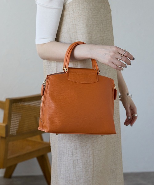 【グッシオレザー】牛革バーハンドルミニトートバッグ　２WAY