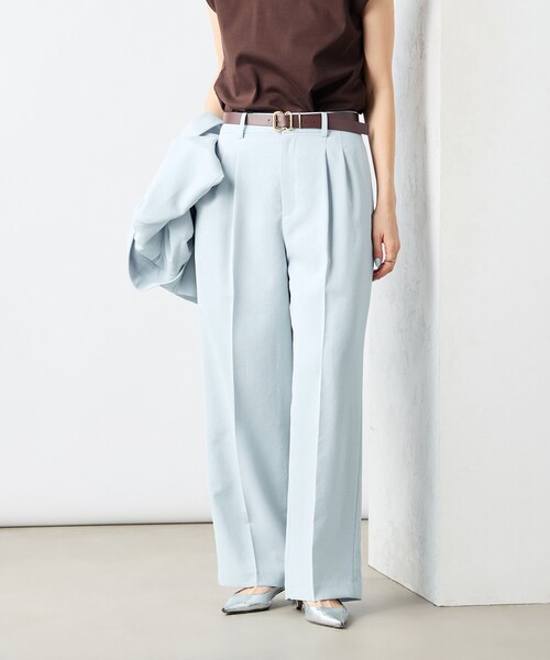 NOLLEY’S Sophi(ノーリーズソフィ)の「《セットアップ対応》ウォッシャブルライトドライシャンブレーワイドパンツ(その他パンツ・レディース・ライトグレー/ネイビー/サックスブルー・34/36/38)」の3枚目の写真