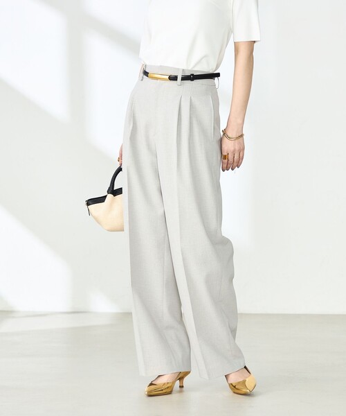 NOLLEY’S Sophi(ノーリーズソフィ)の「《セットアップ対応》ウォッシャブルライトドライシャンブレーワイドパンツ(その他パンツ・レディース・ライトグレー/ネイビー/サックスブルー・34/36/38)」の2枚目の写真