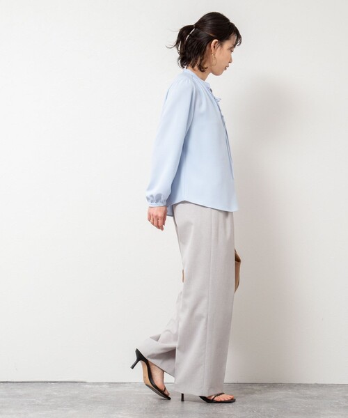 NOLLEY’S Sophi(ノーリーズソフィ)の「《セットアップ対応》ウォッシャブルライトドライシャンブレーワイドパンツ(その他パンツ・レディース・ライトグレー/ネイビー/サックスブルー・34/36/38)」の9枚目の写真