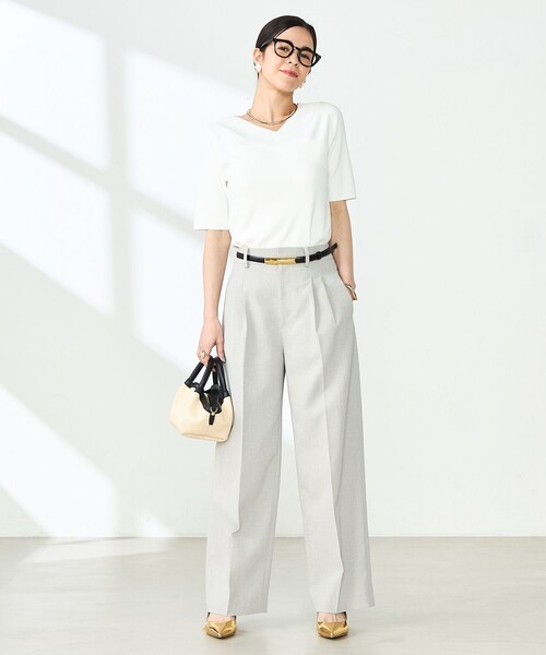 NOLLEY’S Sophi(ノーリーズソフィ)の「《セットアップ対応》ウォッシャブルライトドライシャンブレーワイドパンツ(その他パンツ・レディース・ライトグレー/ネイビー/サックスブルー・34/36/38)」の11枚目の写真