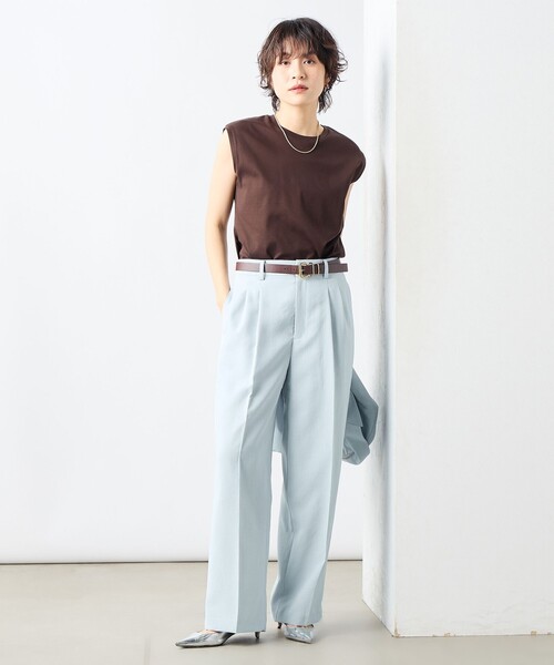 NOLLEY’S Sophi(ノーリーズソフィ)の「《セットアップ対応》ウォッシャブルライトドライシャンブレーワイドパンツ(その他パンツ・レディース・ライトグレー/ネイビー/サックスブルー・34/36/38)」の18枚目の写真