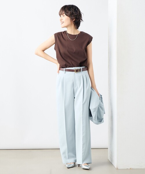 NOLLEY’S Sophi(ノーリーズソフィ)の「《セットアップ対応》ウォッシャブルライトドライシャンブレーワイドパンツ(その他パンツ・レディース・ライトグレー/ネイビー/サックスブルー・34/36/38)」の19枚目の写真