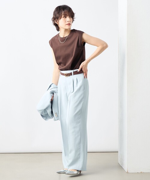 NOLLEY’S Sophi(ノーリーズソフィ)の「《セットアップ対応》ウォッシャブルライトドライシャンブレーワイドパンツ(その他パンツ・レディース・ライトグレー/ネイビー/サックスブルー・34/36/38)」の20枚目の写真