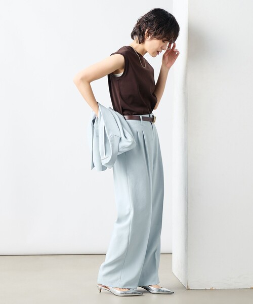 NOLLEY’S Sophi(ノーリーズソフィ)の「《セットアップ対応》ウォッシャブルライトドライシャンブレーワイドパンツ(その他パンツ・レディース・ライトグレー/ネイビー/サックスブルー・34/36/38)」の22枚目の写真