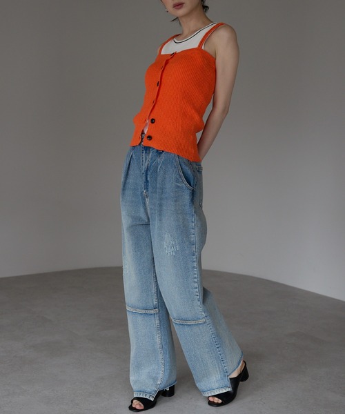 each（イーチ）の「フロントボタンサマーニットビスチェ（その他トップス・レディース・ネイビー/オレンジ/ベージュ・FREE）」の8枚目の写真