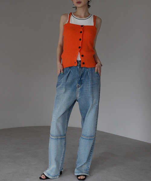 each（イーチ）の「フロントボタンサマーニットビスチェ（その他トップス・レディース・ネイビー/オレンジ/ベージュ・FREE）」の9枚目の写真