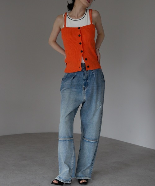 each（イーチ）の「フロントボタンサマーニットビスチェ（その他トップス・レディース・ネイビー/オレンジ/ベージュ・FREE）」の10枚目の写真