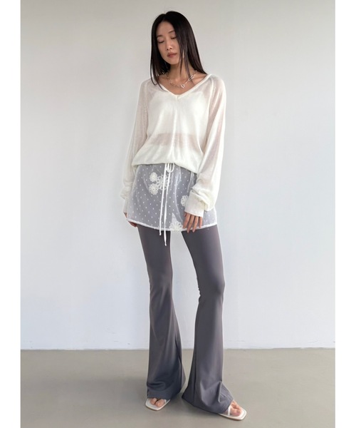 Didot.showroom（ディドット ショールーム）の「【DIDOT.】ブーツカットレギンス（レギンス/スパッツ・レディース・グレー/ネイビー/ブラック/アイボリー/ブラウン・S/M）」の4枚目の写真