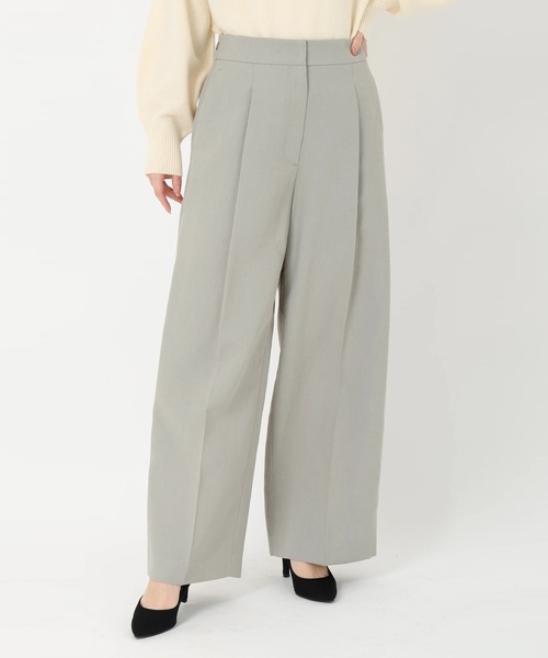 STRAWBERRY-FIELDS（ストロベリーフィールズ）の「サイドアジャストタックストレートパンツ（その他パンツ・レディース・オフホワイト/バイオレット/ベージュ/ブラック/オリーブ・2/1）」の4枚目の写真