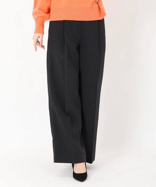 STRAWBERRY-FIELDS（ストロベリーフィールズ）の「サイドアジャストタックストレートパンツ（その他パンツ・レディース・オフホワイト/バイオレット/ベージュ/ブラック/オリーブ・2/1）」の3枚目の写真