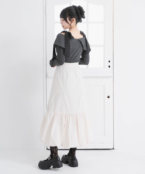 DearMyLoveRose（ディアマイラブローズ）の「サイドレースリボンバルーンロングスカート（スカート・レディース・アイボリー/ブラック/グレー・3L/LL/LARGE/MEDIUM）」の17枚目の写真