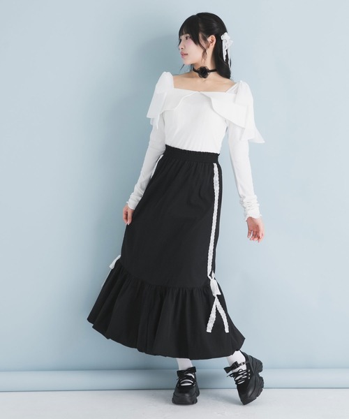 DearMyLoveRose（ディアマイラブローズ）の「サイドレースリボンバルーンロングスカート（スカート・レディース・アイボリー/ブラック/グレー・3L/LL/LARGE/MEDIUM）」の21枚目の写真