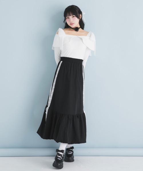 DearMyLoveRose（ディアマイラブローズ）の「サイドレースリボンバルーンロングスカート（スカート・レディース・アイボリー/ブラック/グレー・3L/LL/LARGE/MEDIUM）」の22枚目の写真