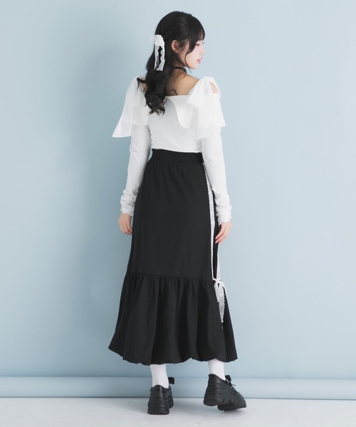 DearMyLoveRose（ディアマイラブローズ）の「サイドレースリボンバルーンロングスカート（スカート・レディース・アイボリー/ブラック/グレー・3L/LL/LARGE/MEDIUM）」の12枚目の写真