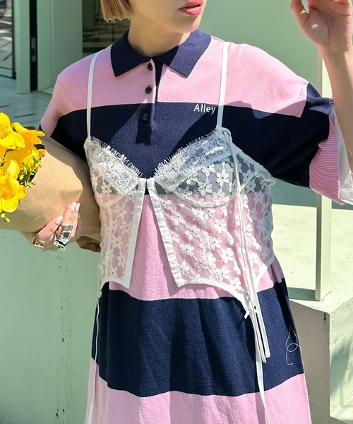 Alley Tokyo(アリートーキョー)の「シャツちらりラガーチュニック(チュニック・レディース・ピンク/レッド・FREE)」の12枚目の写真