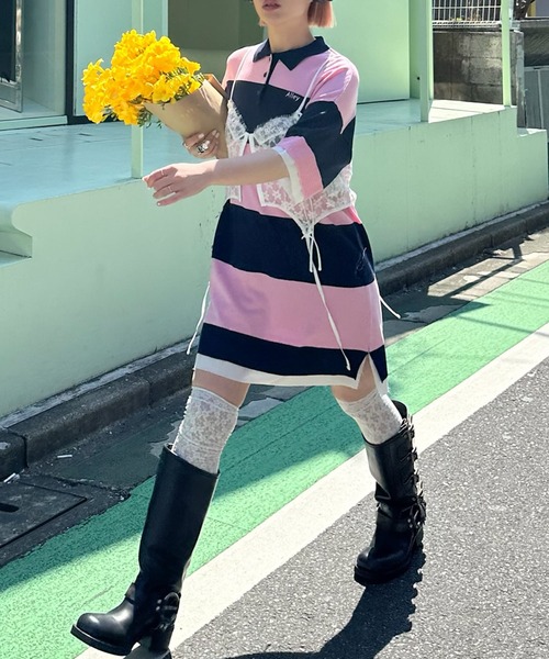 Alley Tokyo(アリートーキョー)の「シャツちらりラガーチュニック(チュニック・レディース・ピンク/レッド・FREE)」の13枚目の写真