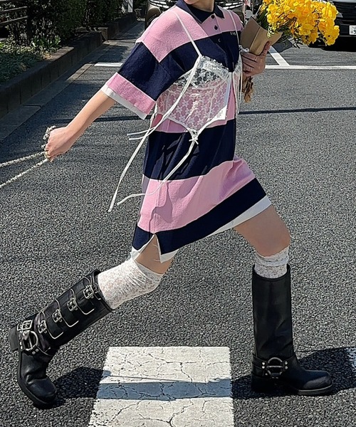 Alley Tokyo(アリートーキョー)の「シャツちらりラガーチュニック(チュニック・レディース・ピンク/レッド・FREE)」の20枚目の写真