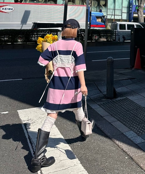 Alley Tokyo(アリートーキョー)の「シャツちらりラガーチュニック(チュニック・レディース・ピンク/レッド・FREE)」の22枚目の写真