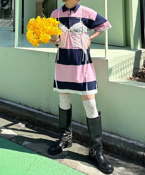 Alley Tokyo(アリートーキョー)の「シャツちらりラガーチュニック(チュニック・レディース・ピンク/レッド・FREE)」の19枚目の写真