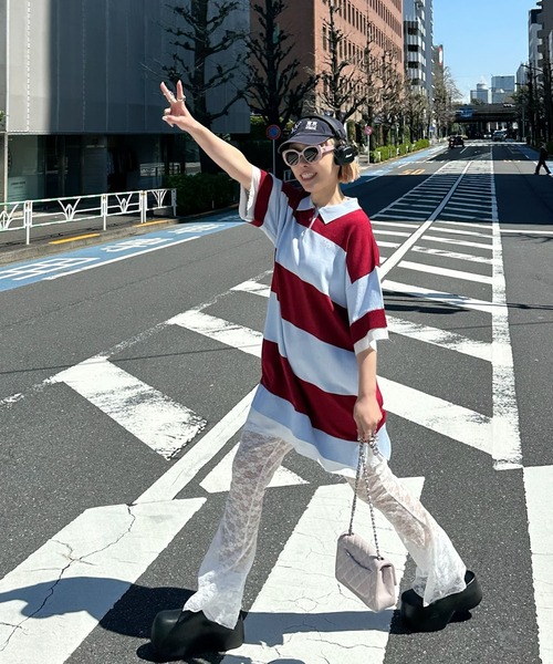 Alley Tokyo(アリートーキョー)の「シャツちらりラガーチュニック(チュニック・レディース・ピンク/レッド・FREE)」の8枚目の写真