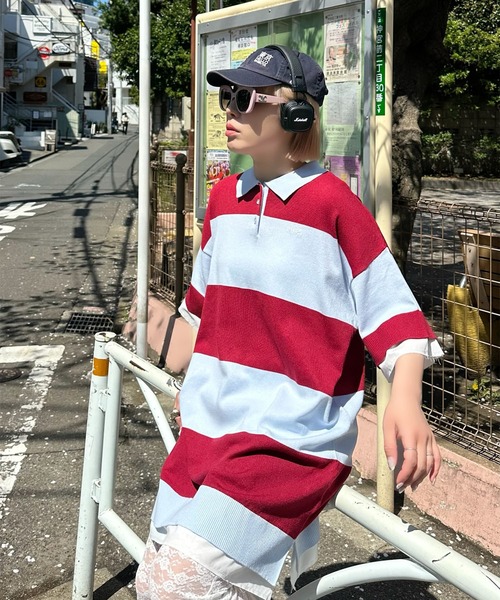 Alley Tokyo(アリートーキョー)の「シャツちらりラガーチュニック(チュニック・レディース・ピンク/レッド・FREE)」の9枚目の写真