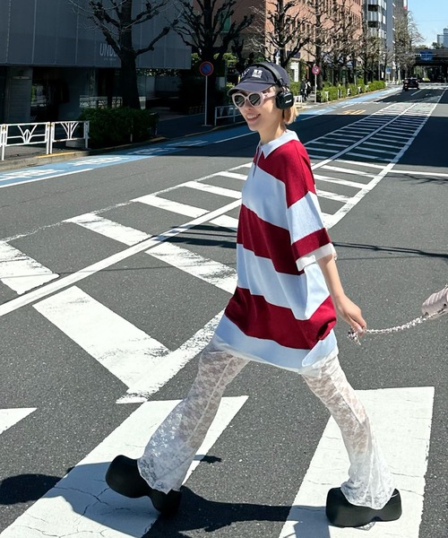 Alley Tokyo(アリートーキョー)の「シャツちらりラガーチュニック(チュニック・レディース・ピンク/レッド・FREE)」の11枚目の写真