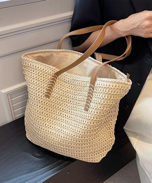 セール】ストローバッグ 大容量麦わらバック夏祭り（トートバッグ