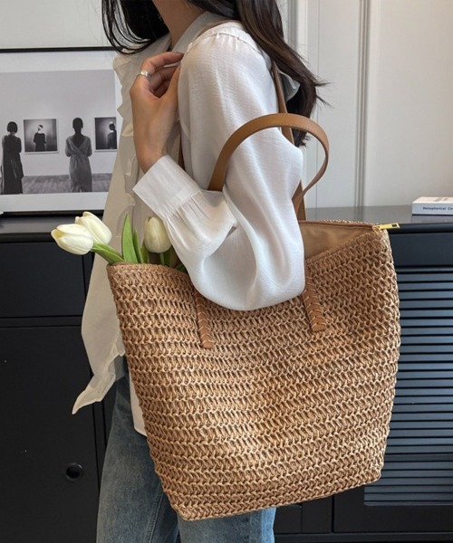 Miniministore(ミニミニストア)の「ストローバッグ 大容量麦わらバック夏祭り(トートバッグ・レディース・ベージュ/キャメル・FREE)」の11枚目の写真