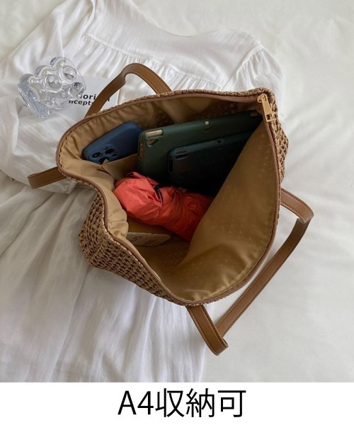 セール】ストローバッグ 大容量麦わらバック夏祭り（トートバッグ