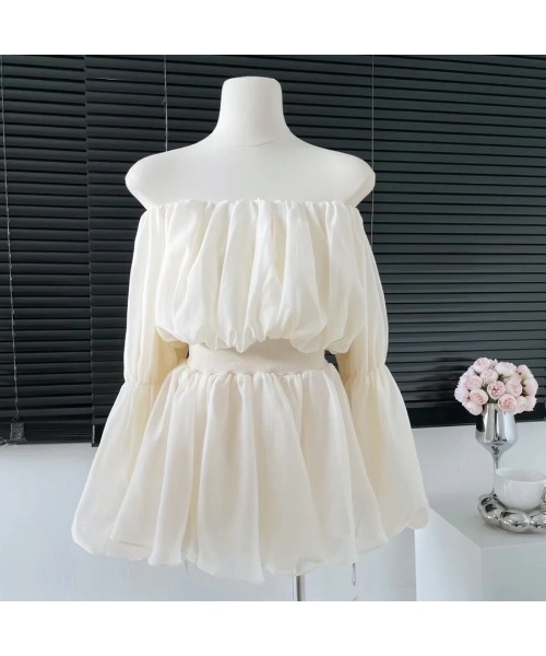 SALTMINT(ソルトミント)の「春色シフォンブラウス/韓国エアリーオフショルパフスリーブシフォンブラウス(シャツ/ブラウス・レディース・ブラック/ベージュ/ピンク・FREE)」の11枚目の写真