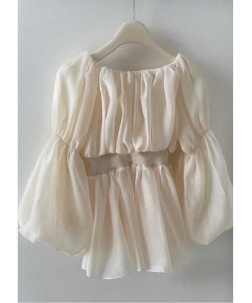 SALTMINT(ソルトミント)の「春色シフォンブラウス/韓国エアリーオフショルパフスリーブシフォンブラウス(シャツ/ブラウス・レディース・ブラック/ベージュ/ピンク・FREE)」の10枚目の写真