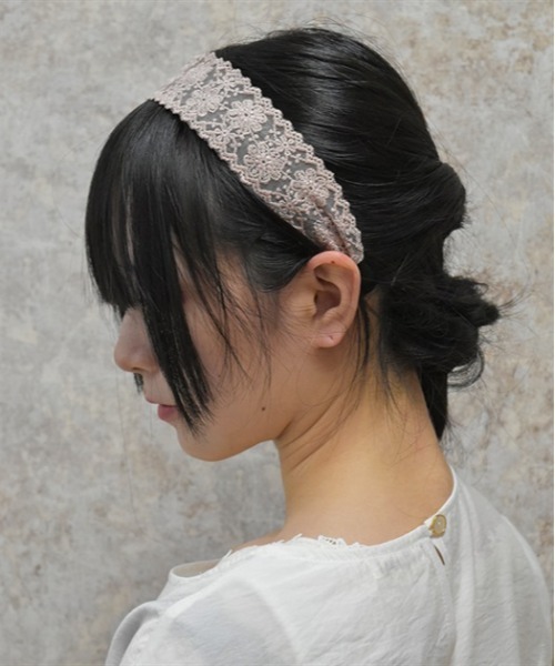 axes femme（アクシーズファム）の「花柄レースカチューシャ（カチューシャ・レディース・ピンク/ブラック・FREE）」の2枚目の写真