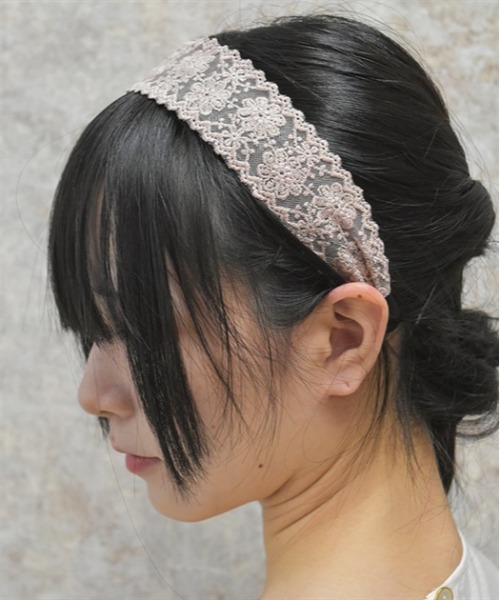 axes femme（アクシーズファム）の「花柄レースカチューシャ（カチューシャ・レディース・ピンク/ブラック・FREE）」の3枚目の写真