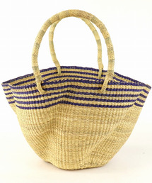 【未使用扱】WOVEN ストライプ かごバッグ タイ王室御用達工房の竹籠bag | hibikimono-sasaki
